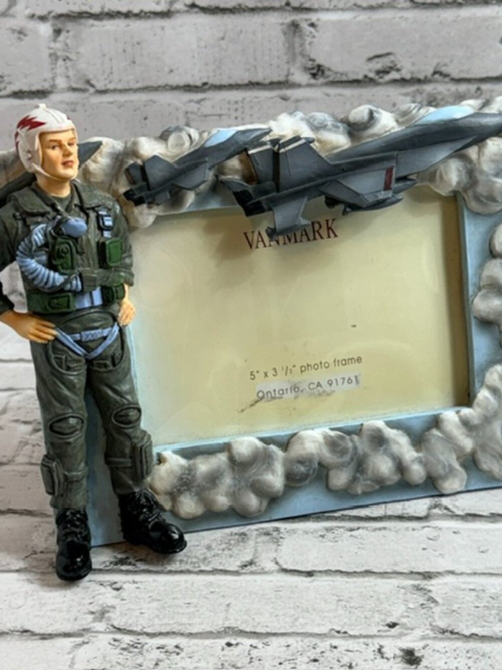 Air Force Picture Frame Vanmark Figurine USAF Military 5X3.5 American Heroes Vtg